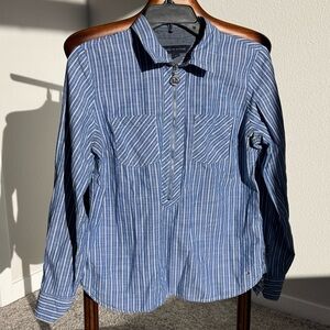 Tommy Hilfiger Blue and White Striped Casual Shirt